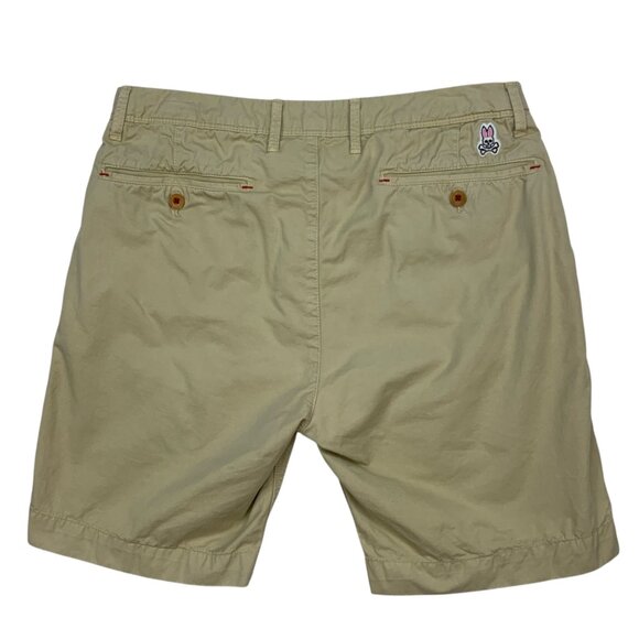 Psycho Bunny Mens Flat Front Shorts 32 Light Khaki Classic Fit Zip Fly Resort - Picture 11 of 12